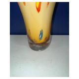 Murano Art Glass Vase Milan Italy Hand Blown Millefiori Yellow Swirl