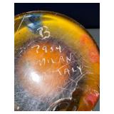 Murano Art Glass Vase Milan Italy Hand Blown Millefiori Yellow Swirl