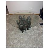 Vintage Bronze Cherub Coffee Table w/ Round Glass Top by Randolph Rose Collection
