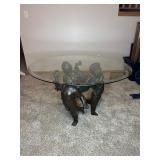 Vintage Bronze Cherub Coffee Table w/ Round Glass Top by Randolph Rose Collection