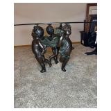 Vintage Bronze Cherub Coffee Table w/ Round Glass Top by Randolph Rose Collection