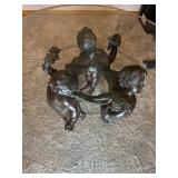 Vintage Bronze Cherub Coffee Table w/ Round Glass Top by Randolph Rose Collection
