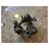 Vintage Bronze Cherub Coffee Table w/ Round Glass Top by Randolph Rose Collection