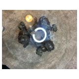 Vintage Bronze Cherub Coffee Table w/ Round Glass Top by Randolph Rose Collection