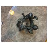 Vintage Bronze Cherub Coffee Table w/ Round Glass Top by Randolph Rose Collection