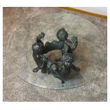 Vintage Bronze Cherub Coffee Table w/ Round Glass Top by Randolph Rose Collection
