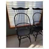 Pair of High Back Windsor Bow Arm Chairs by Nichols & Stone Co. USA