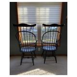 Pair of High Back Windsor Bow Arm Chairs by Nichols & Stone Co. USA