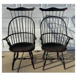 Pair of High Back Windsor Bow Arm Chairs by Nichols & Stone Co. USA