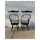 Pair of High Back Windsor Bow Arm Chairs by Nichols & Stone Co. USA