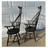 Pair of High Back Windsor Bow Arm Chairs by Nichols & Stone Co. USA