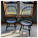 Pair of High Back Windsor Bow Arm Chairs by Nichols & Stone Co. USA