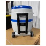 Vintage Bubba Keg Rolling Cooler with Handle and Wheels – Blue & Gray