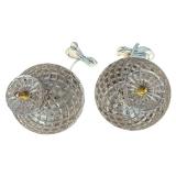 Vintage Diamond Cut Crystal Glass Lamps – Matching Pair