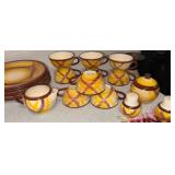 VTG Vernonware Organdie Plaid MCM California Pottery Dinnerware Set 46pcs