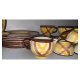 VTG Vernonware Organdie Plaid MCM California Pottery Dinnerware Set 46pcs