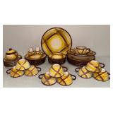 VTG Vernonware Organdie Plaid MCM California Pottery Dinnerware Set 46pcs