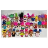 Lot of 30+ Vintage Troll Dolls – Mixed Brands & Styles – Colorful Hair & Outfits