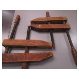 Vintage wood clamps, two with woode...