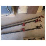 Pipe clamps, six 1" pipe, three 4-5...