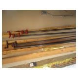 Pipe clamps, six 1" pipe, three 4-5...