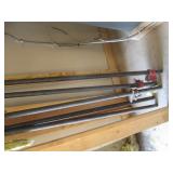 Pipe clamps, six 1" pipe, three 4-5...