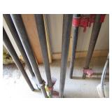 Pipe clamps, six 1" pipe, three 4-5...
