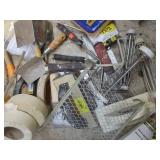 Painting supplies: trowels, sandpap...