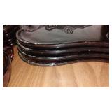 Hazel Atlas Moroccan Amethyst Seashell Swirl Glass Luncheon Plates.