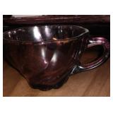 Hazel Atlas Moroccan Amethyst Seashell Swirl Glass Luncheon Plates.