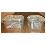 Vintage Refrigerator Dish and Refrigerator Ribbed Glass Storage