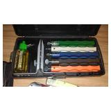 Lansky Knife Sharpening Kit and Knives. (4).