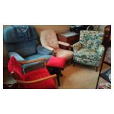 Midcentury Chairs And Stool.