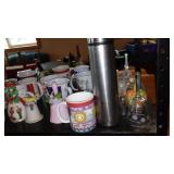 6-teir Shelf, Covered totes (2) with Christmas Content.