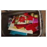 6-teir Shelf, Covered totes (2) with Christmas Content.