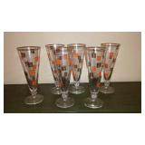 Vintage Woodland Libbey Mid Century Modern Pilsner Beer Glasses (6)