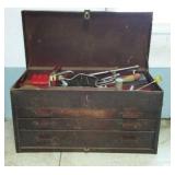 Toolbox with contents. Wrenches, sockets, Hand tools and more