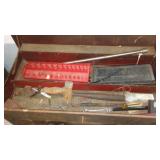 Toolbox with contents. Wrenches, sockets, Hand tools and more
