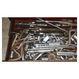 Toolbox with contents. Wrenches, sockets, Hand tools and more