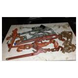 Come-A-Long (2), Turn Buckles (4) Chains And More.