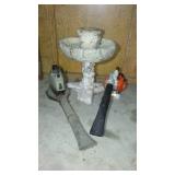 Bird Bath and leaf Blowers. Stihl-BG65 and Craftsman Blower.