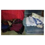 Large lot of sheets, Blankets, and Pillows.