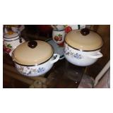 Cookie Jars (2), Enamel Wave. Nice Lot!