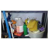 Commercial Bucket with Ringer and Shelf of Cleaning Supplies