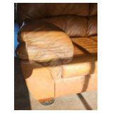 Leather Couch, End Table and lamp.