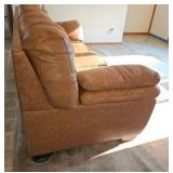 Leather Couch, End Table and lamp.