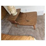 Leather Couch, End Table and lamp.