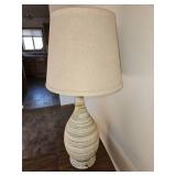 Leather Couch, End Table and lamp.