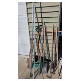 Shovels, Hoes, Post Hole Digger and Roof Rake (10).
