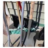 Shovels, Hoes, Post Hole Digger and Roof Rake (10).